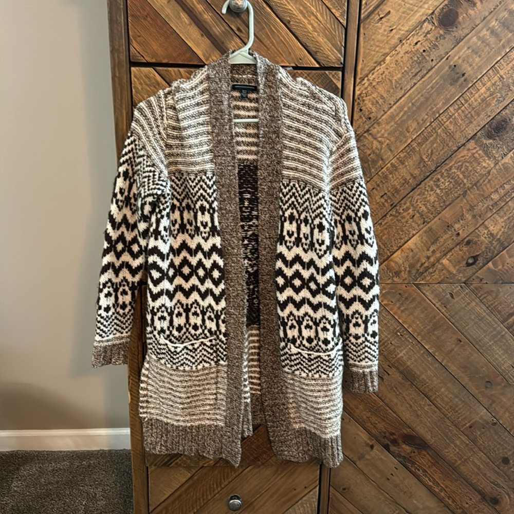 American Eagle, brown open front sweater